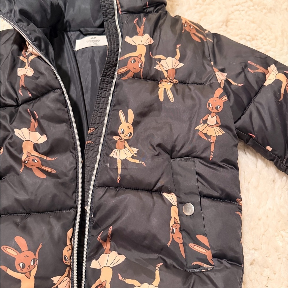 H&M Black puffer with rabbit ballerinas - Picture 2 of 5